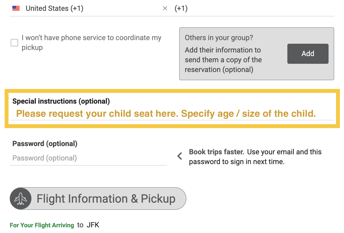 How do I request a Child Seat, Baby Seat, or Booster Seat for my Ride